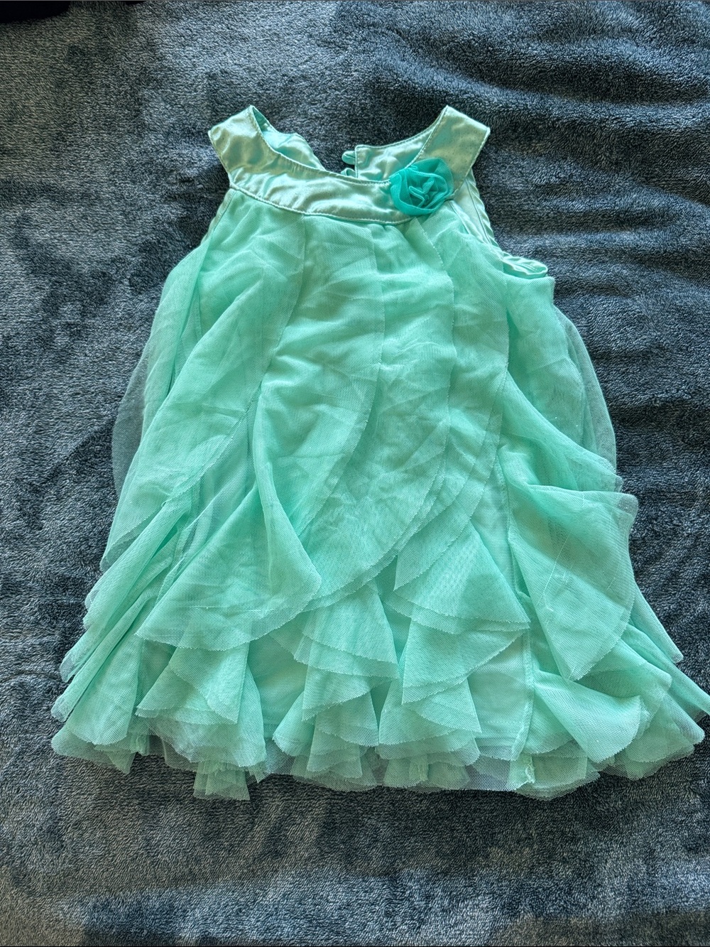 healthtex Mint Green Layered Tulle Dress with Rosette